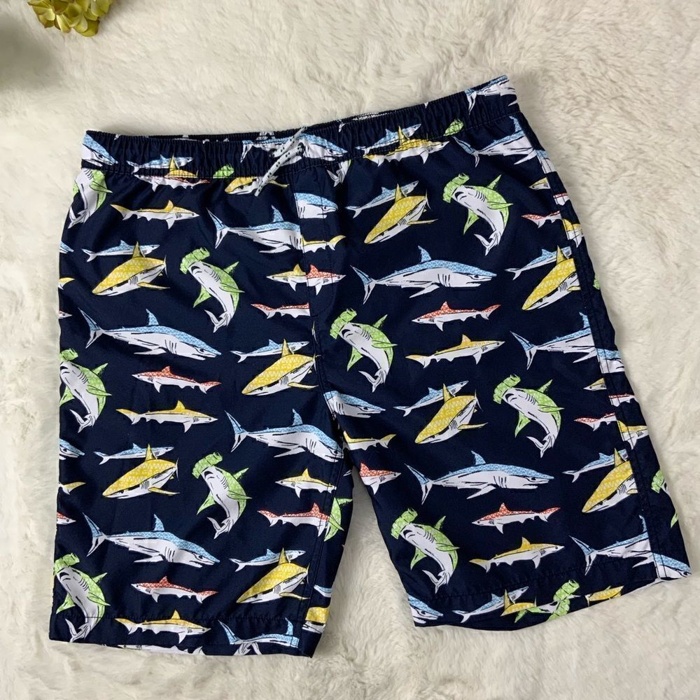 LANDS’ END shark swim trunks